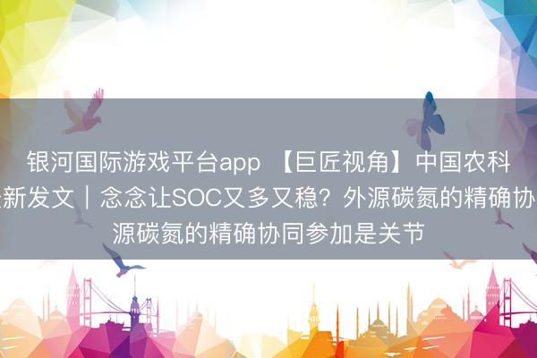 银河国际游戏平台app 【巨匠视角】中国农科院李虎团队最新发文｜念念让SOC又多又稳？外源碳氮的精确协同参加是关节
