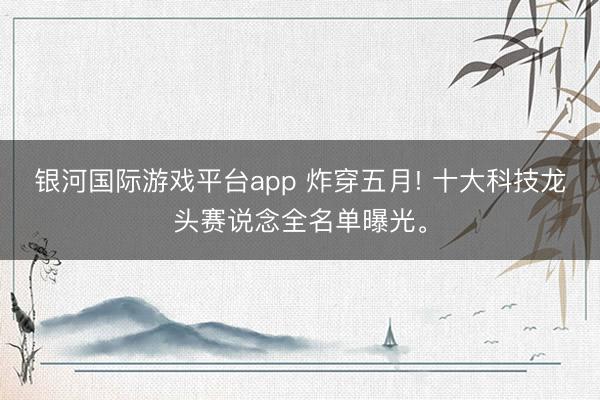 银河国际游戏平台app 炸穿五月! 十大科技龙头赛说念全名单曝光。