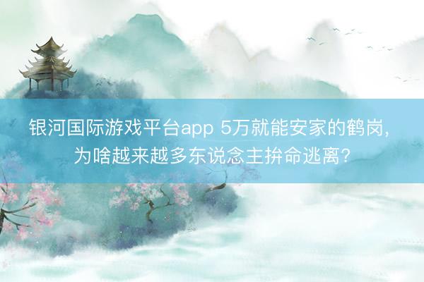 银河国际游戏平台app 5万就能安家的鹤岗， 为啥越来越多东说念主拚命逃离?